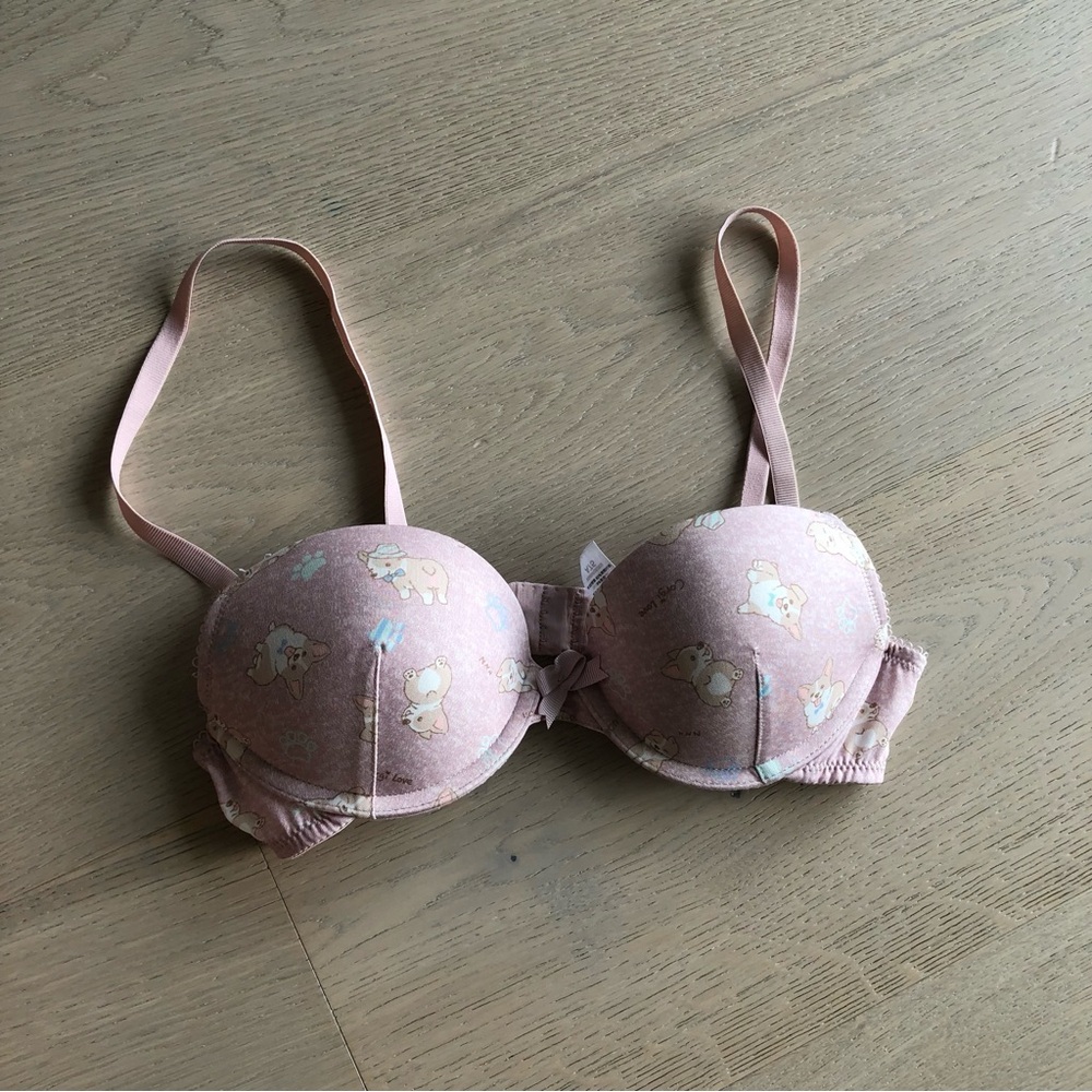 3/$30 6ixty8ight Corgi print pink bra A75